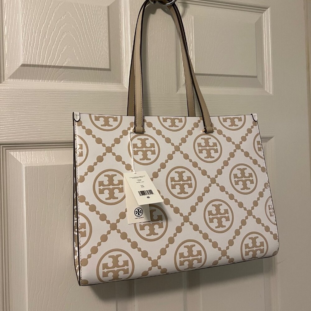TORY BURCH T Monogram Contrast Embossed Tote (NWT) - Picture 5 of 10